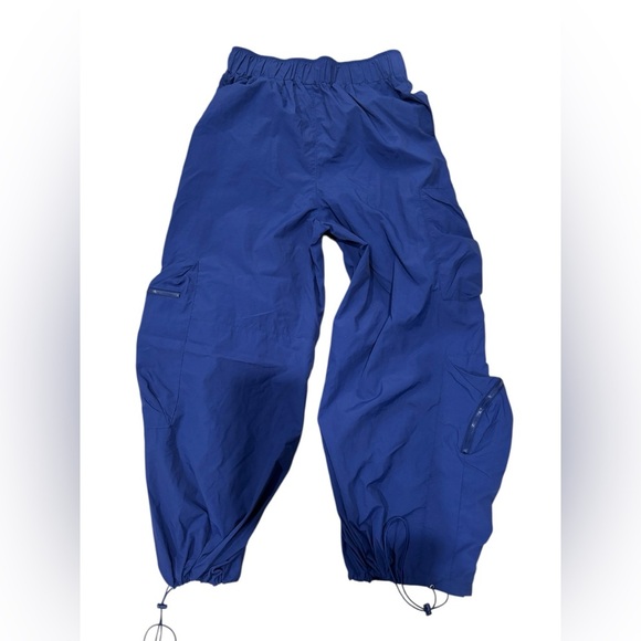 Urban Outfitters Sz 2 LUNA Nylon Cargo Blue Balloon Parachute Pant Zippers Y2K - Picture 15 of 16
